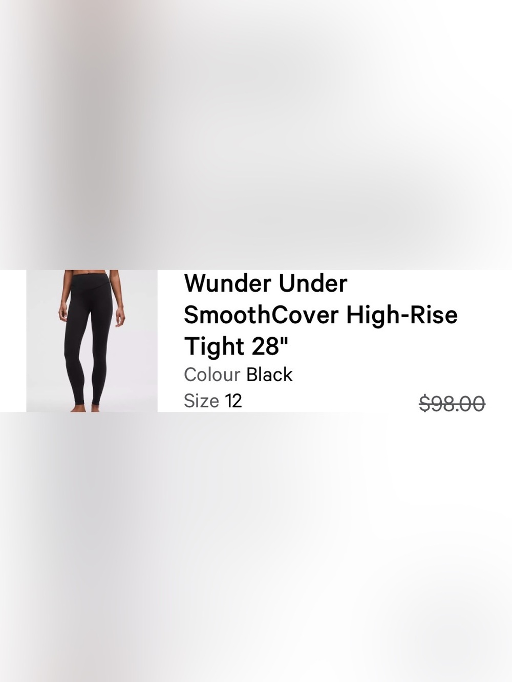 Lululemon Wunder Under SmoothCover High-Rise Tight 28" - Black Size 12